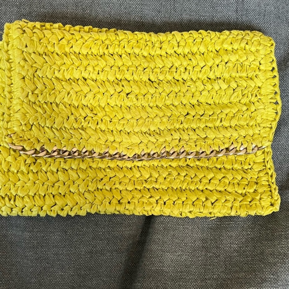 Neon H&M clutch bag